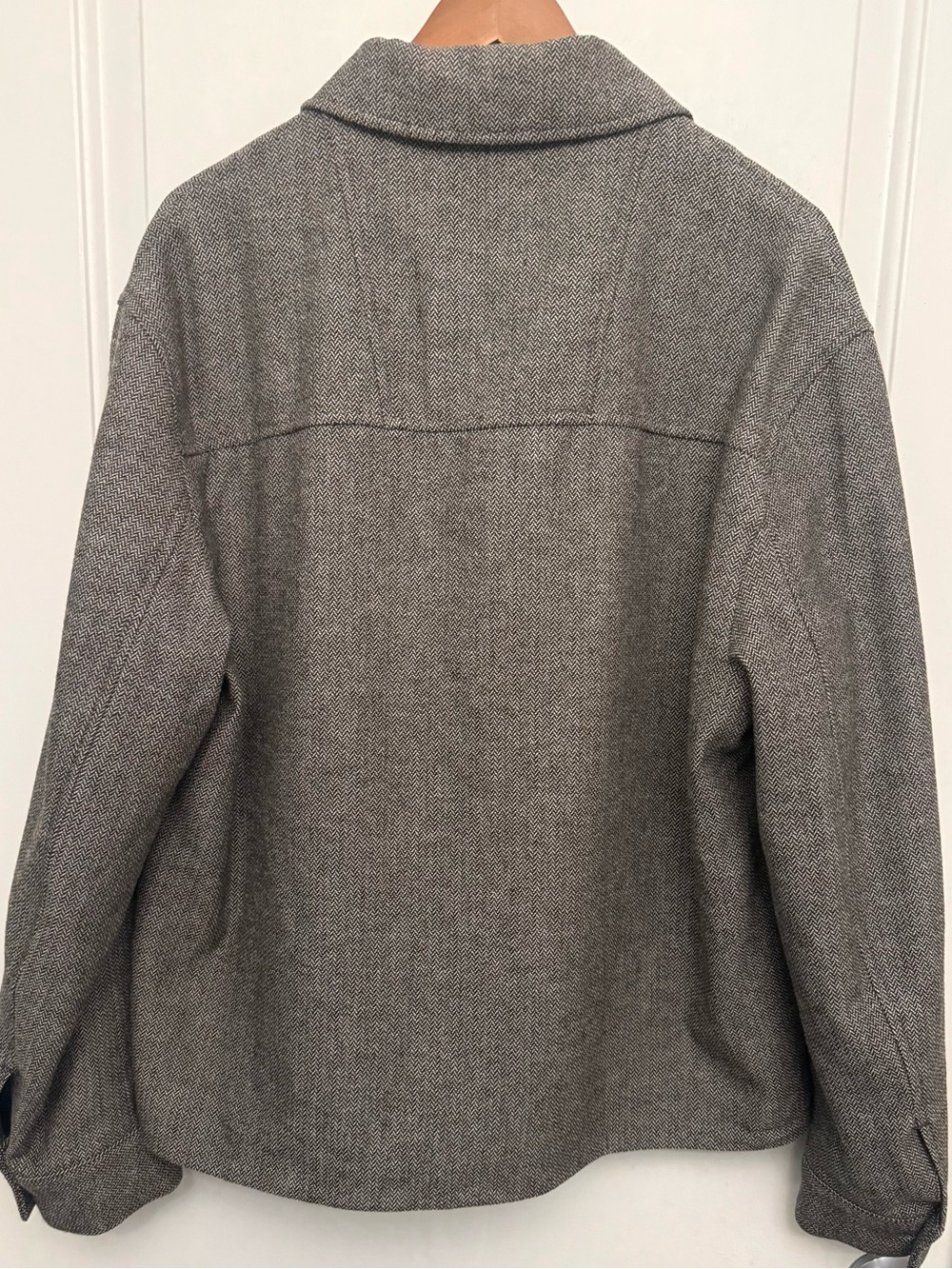 Zara NWT Wool Blend Tweed Shirt Jacket in Grey/Black Herringbone - Picture 5 of 6